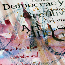 Design,Konzept/Kunst und Kalligraphie von J.K&uuml;hn f&uuml;r das internationale Kunstprojekt 2016 in Heraklion und Paris