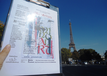 Internationales Kunst-Projekt und Kunstausstellung Heraklion/Paris 2016, Jeannette K&uuml;hn und Vivian Rousakou,hier ein Werk von V.Rousakou mit Werken von uns allen als Motivation